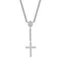 Men's Moissanite Micro Clustered Rosary Chain Necklace in White Gold Vermeil