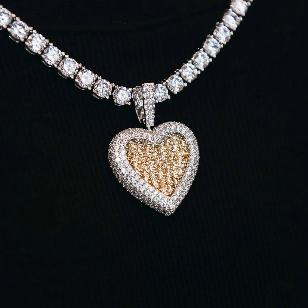 Canary Diamond Baguette Heart Pendant