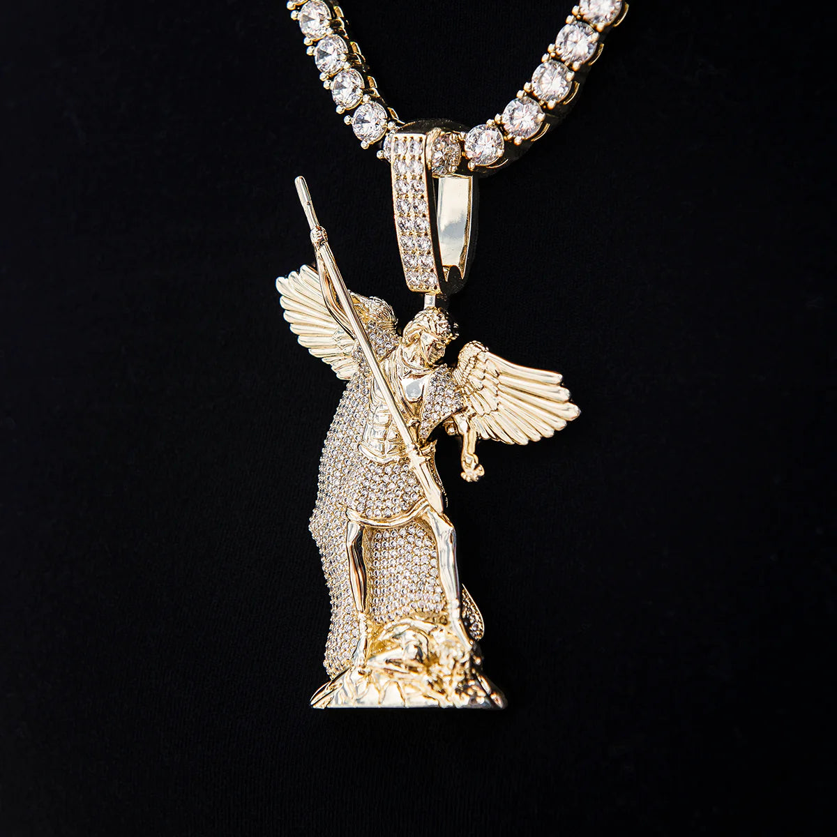 Large Saint Michael Pendant - Yellow Gold