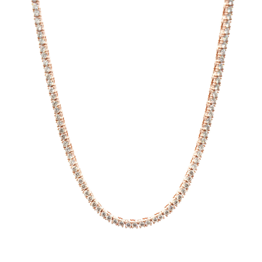 Men's Moissanite Diamond Tennis Chain in Rose Gold Vermeil - 2mm