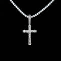 Iced Flat Crucifix Cross Pendant in White Gold