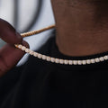 Iced Mini Clustered Tennis Chain in Yellow Gold