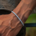 Blue Topaz Micro Tennis  Bracelet in White Gold - 2mm