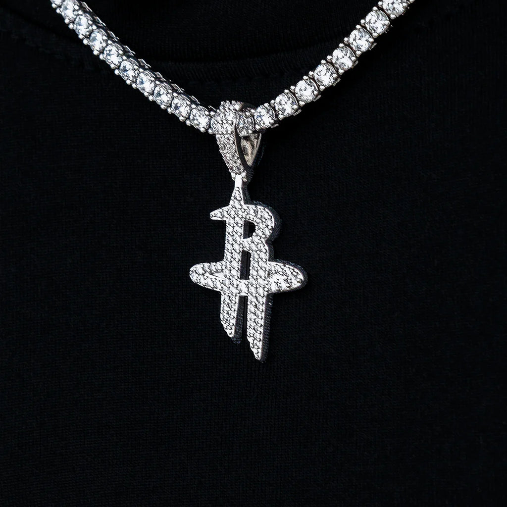 Houston Rockets Official NBA Micro Logo Pendant in White Gold