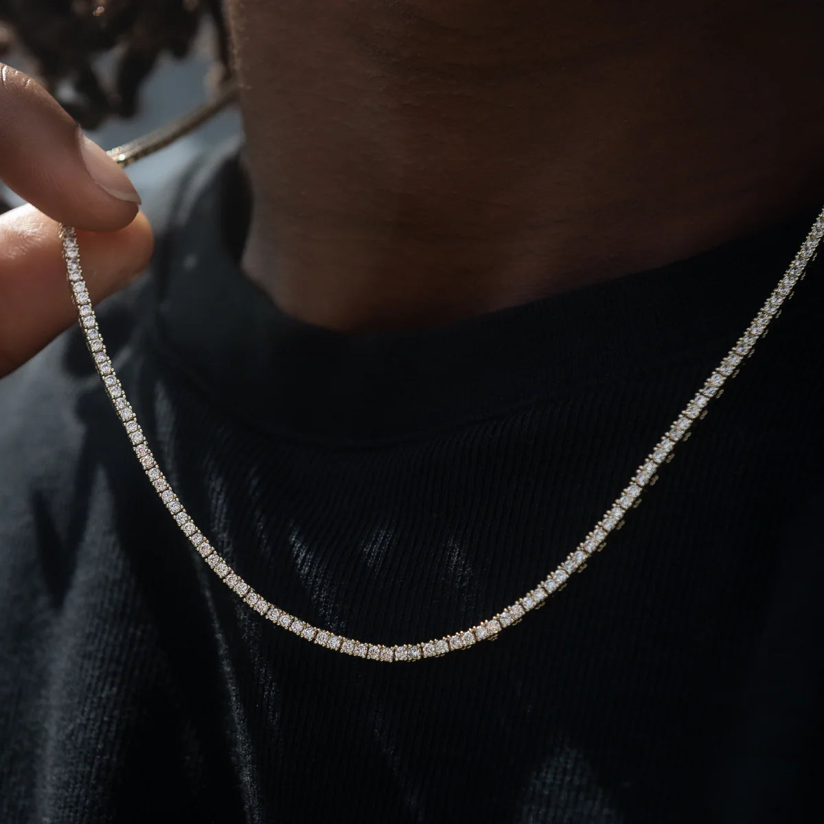 Diamond Tennis Chain in Yellow Gold- 2mm