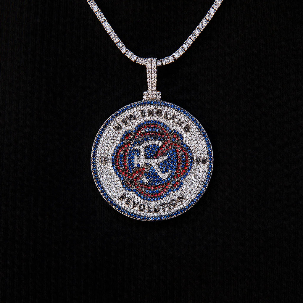 New England Revolution Official MLS Logo Pendant in White Gold